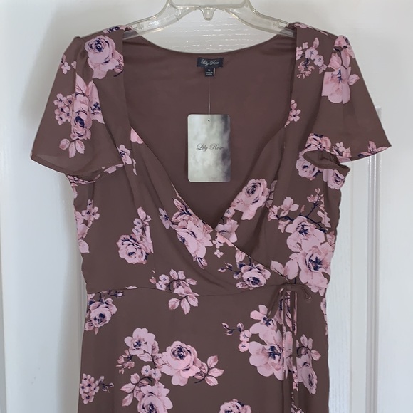 Lily Rose Floral Dress, Size Medium, Brown/Multi Floral Design - Picture 2 of 13